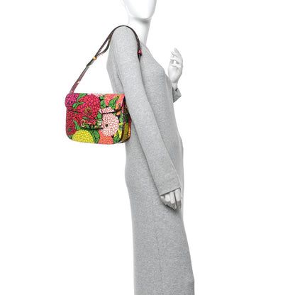 Gucci X KEN SCOTT New Shangai Calfskin Pomponica Print Horsebit 1955 Shoulder Bag Multicolor Fuxia Pompon 2 of 10