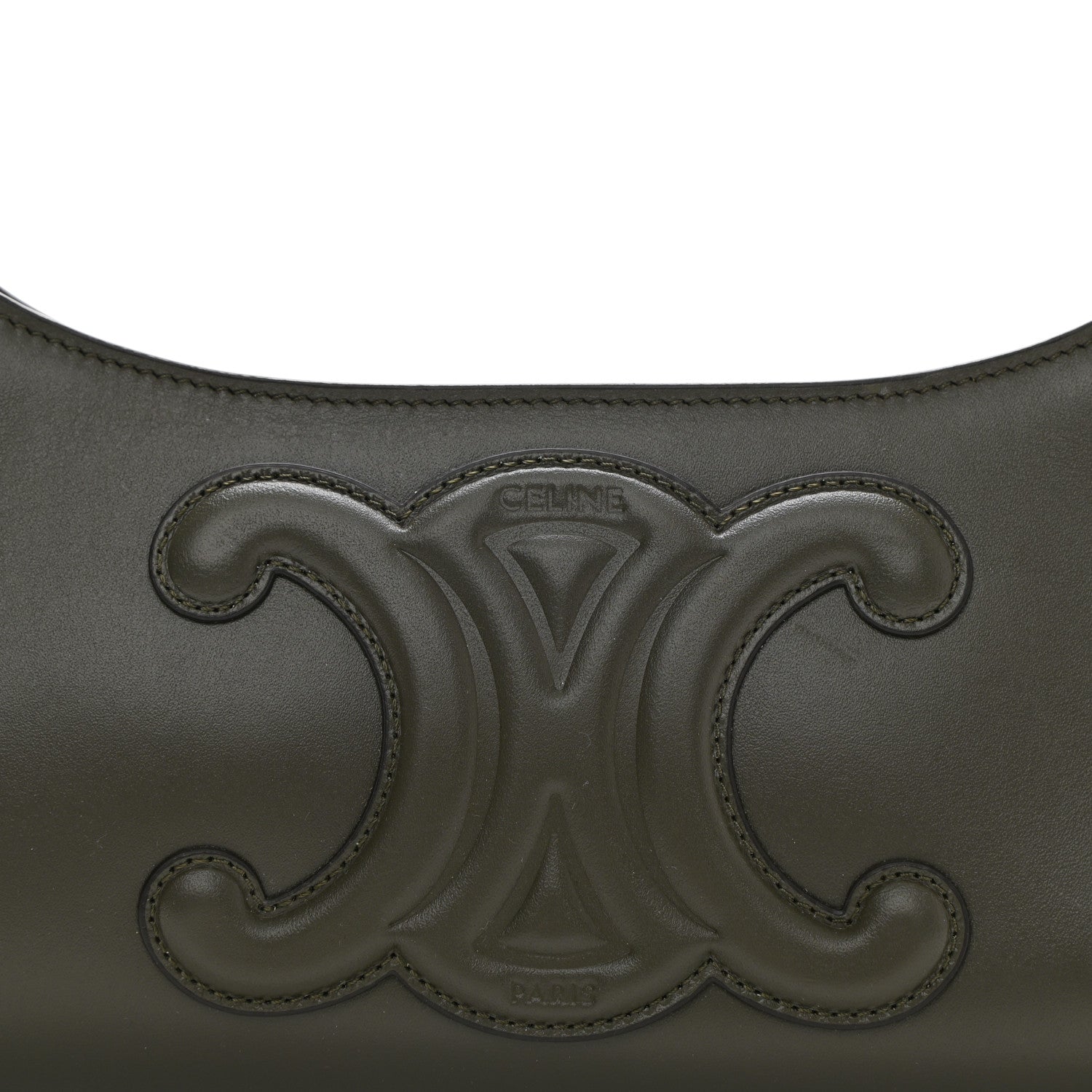 Celine Smooth Calfskin Cuir Triomphe Shoulder Bag Dark Army 8 of 10