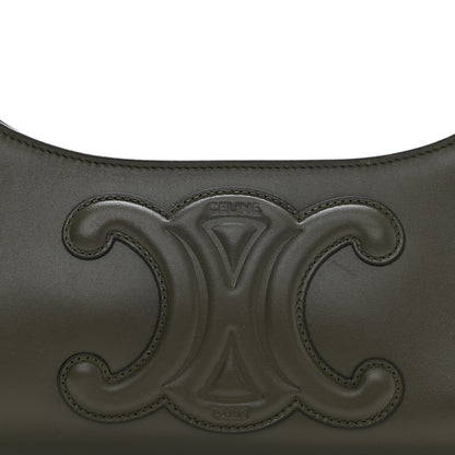 Celine Smooth Calfskin Cuir Triomphe Shoulder Bag Dark Army 8 of 10