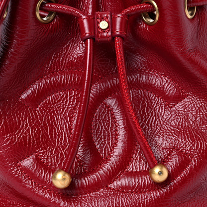 Chanel Shiny Aged Calfskin CC Chain Mini Drawstring Bag Red 8 of 11