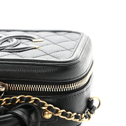 Chanel Caviar Quilted Small CC Filigree Vanity Case Black 18 of 18