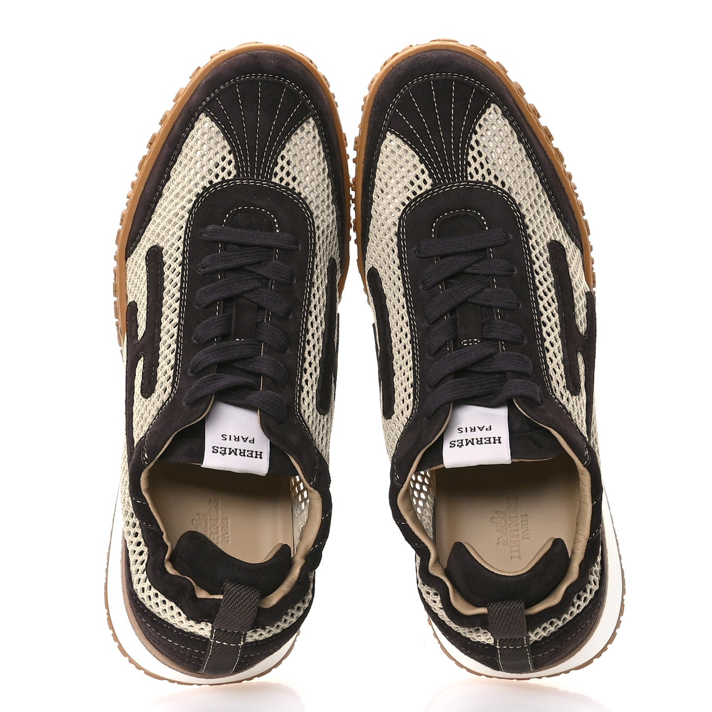 Crochet Knit Suede Goatskin Mens Jet Sneakers 42 Beige Lin Marron Ebene