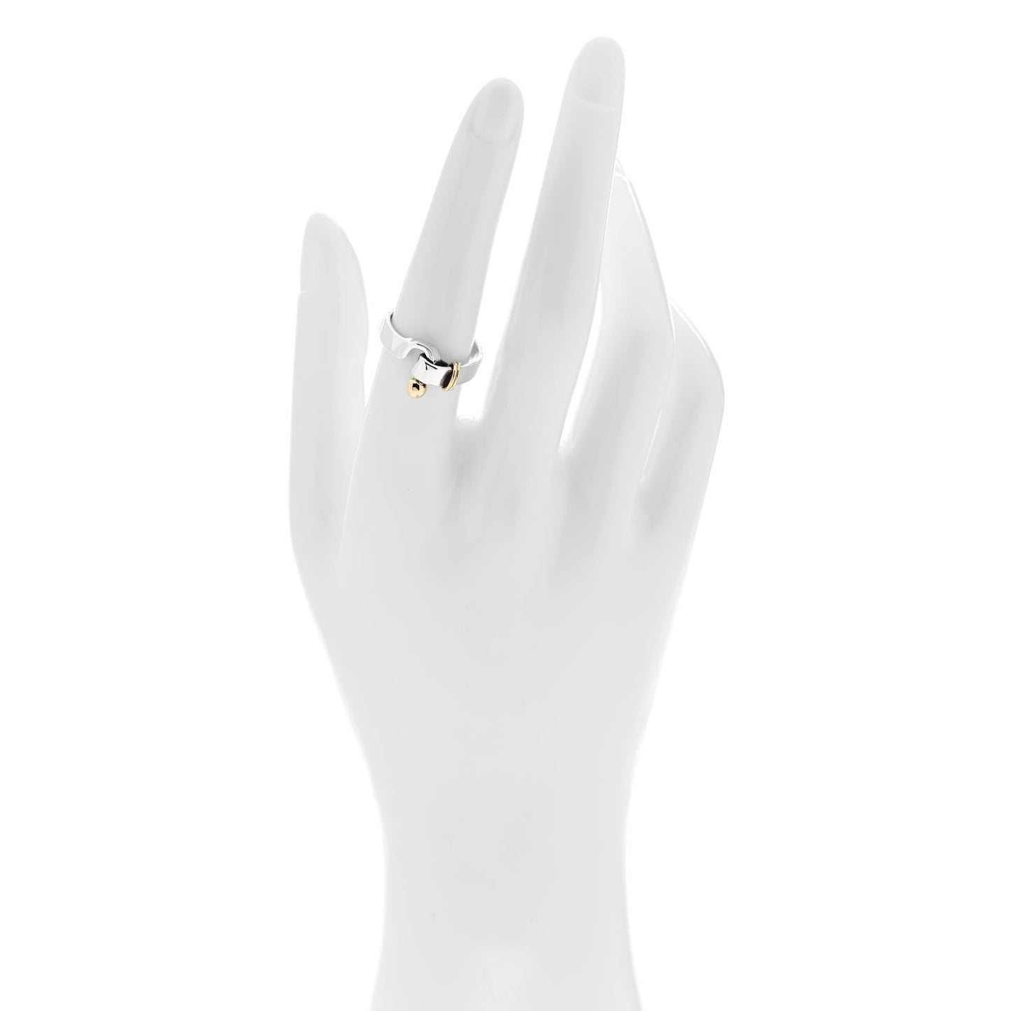 Sterling Silver 18K Yellow Gold Hook Ring 54 6.75