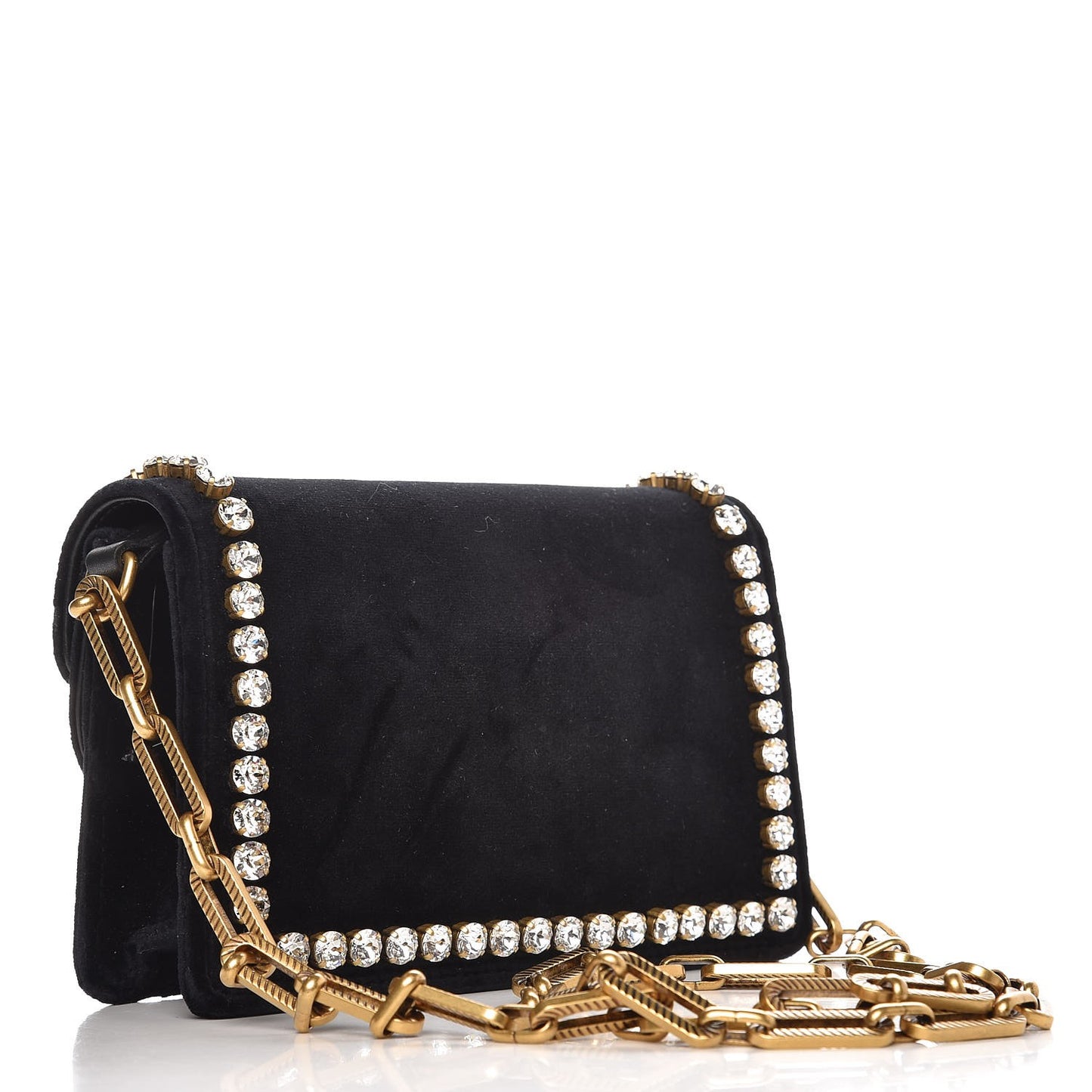 Velvet Crystal Mini Bee Broadway Shoulder Bag Black