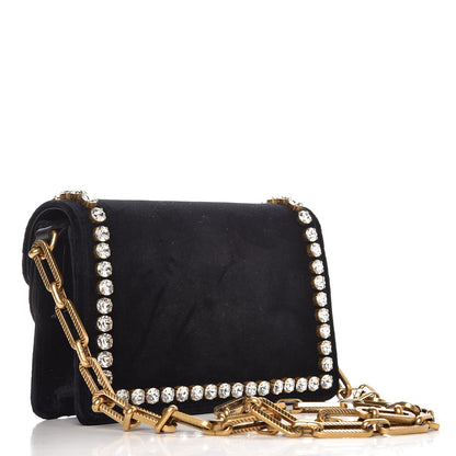 Gucci Velvet Crystal Mini Bee Broadway Shoulder Bag Black 3 of 7