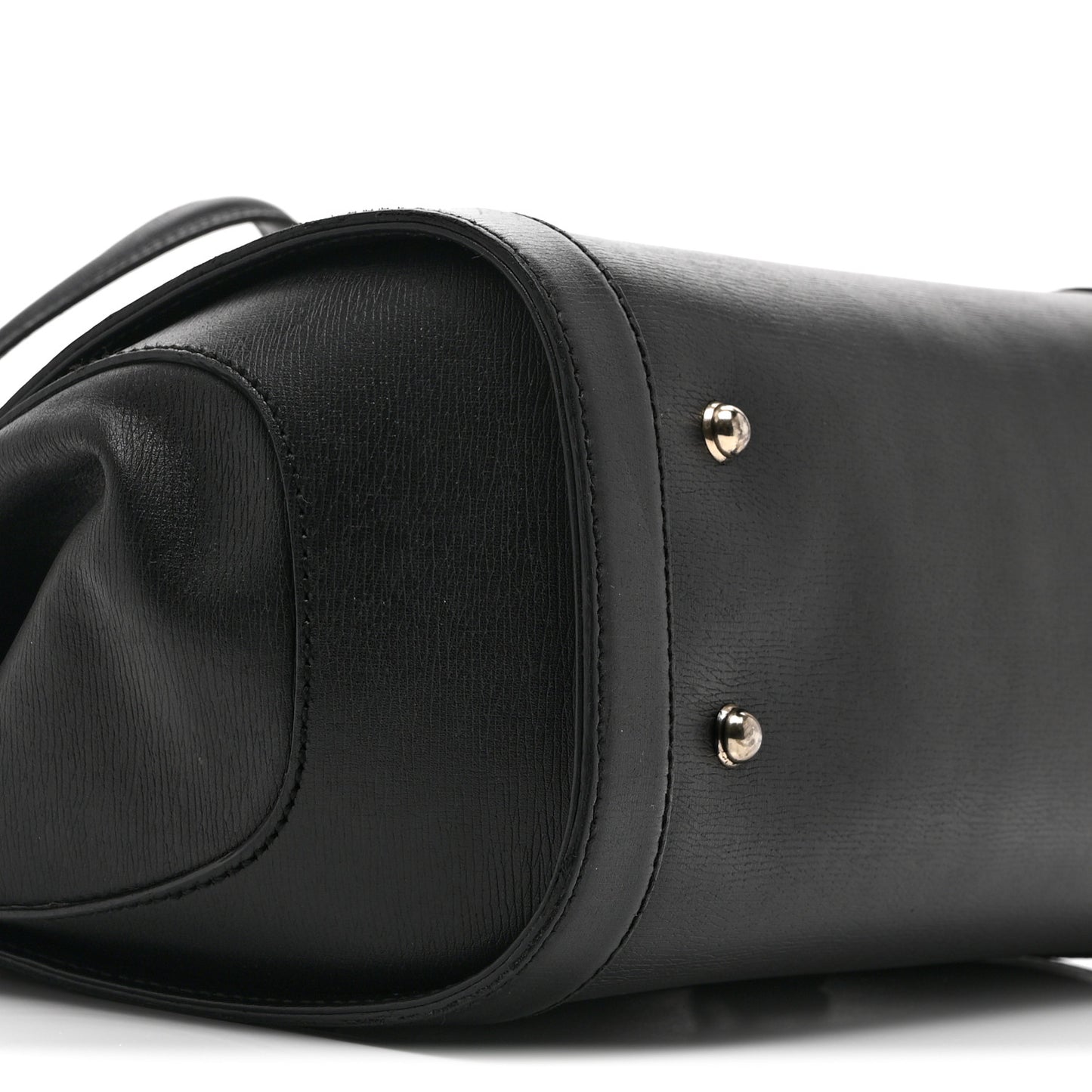 Calfskin Bamboo Bullet Top Handle Bag Black