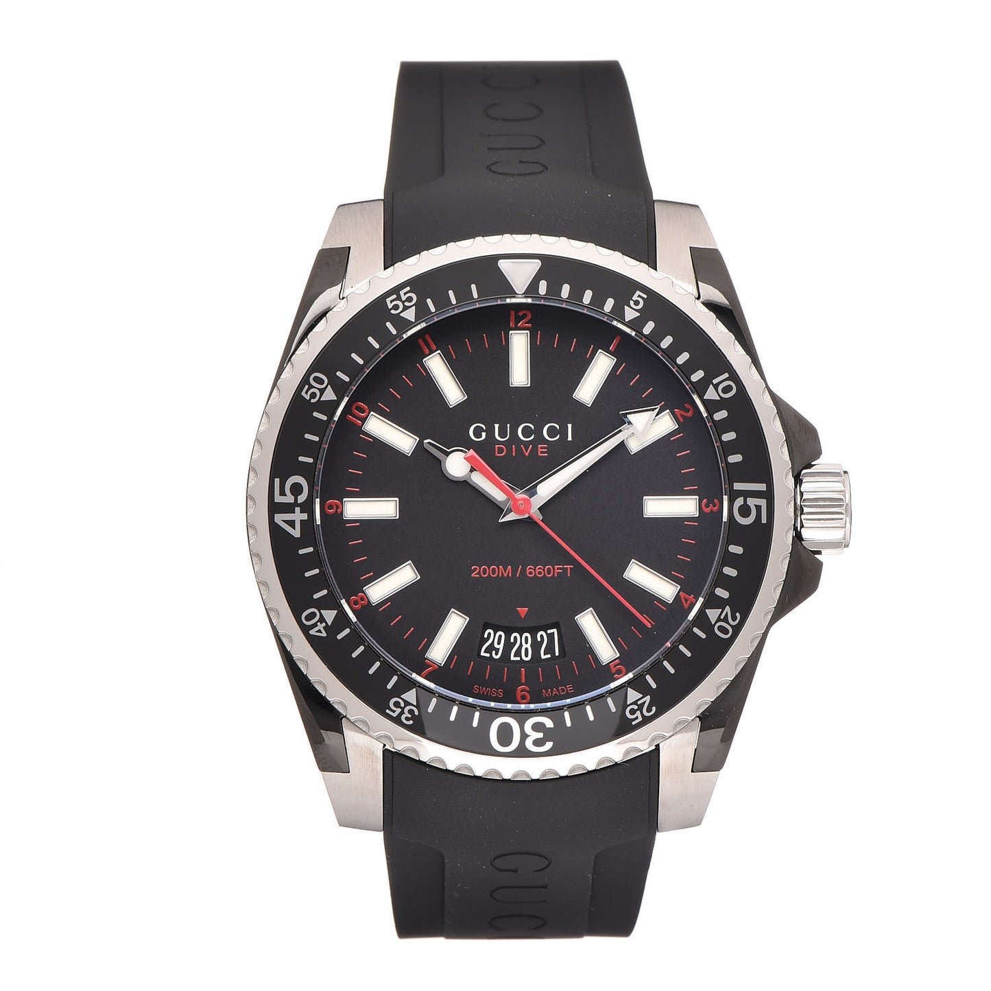 Stainless Steel Rubber 40mm Dive Quartz Watch Black