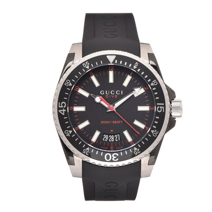 Gucci Stainless Steel Rubber 40mm Dive Quartz Watch Black 1 of 7