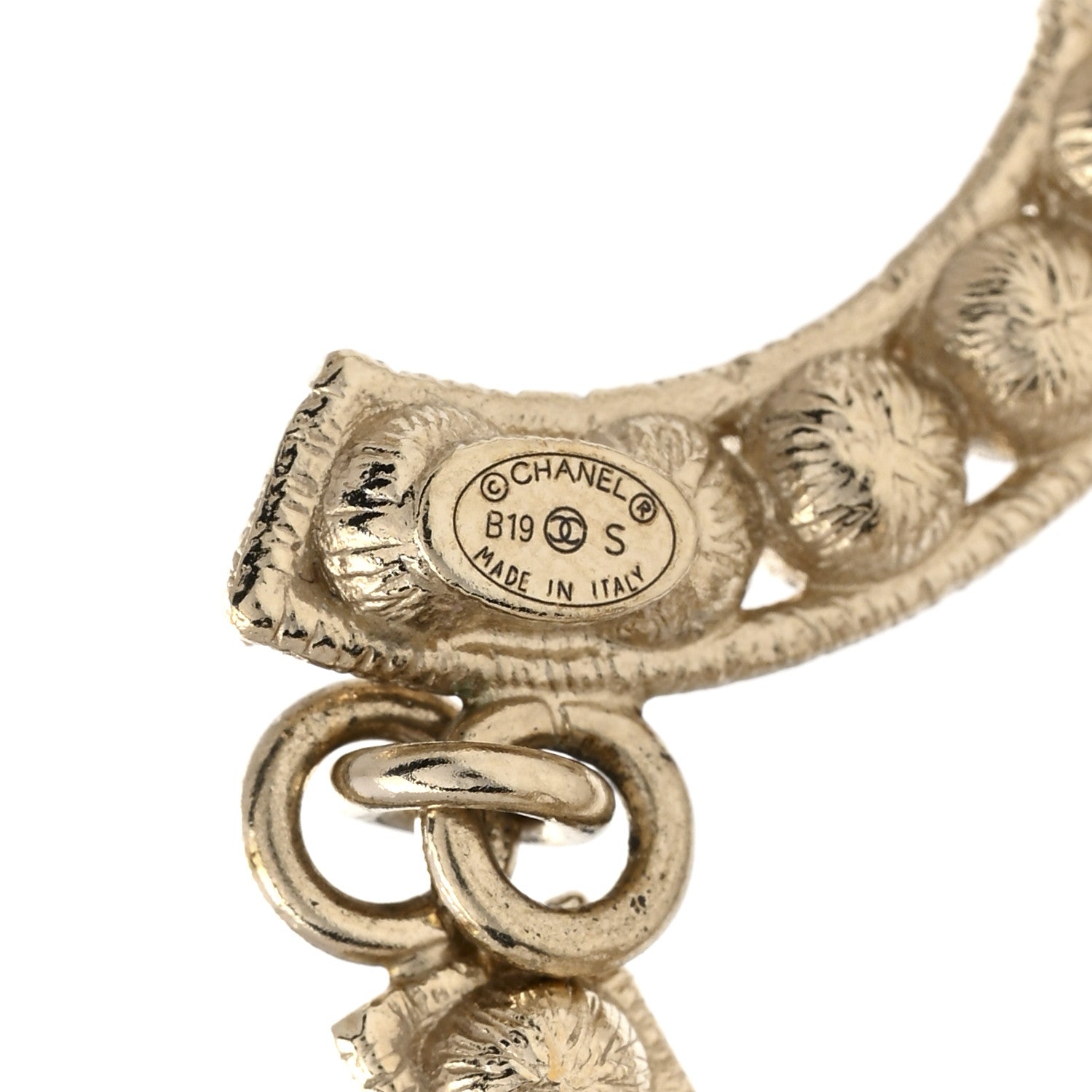 Chanel Crystal Cha-Nel Logo Drop Earrings Gold 4 of 4