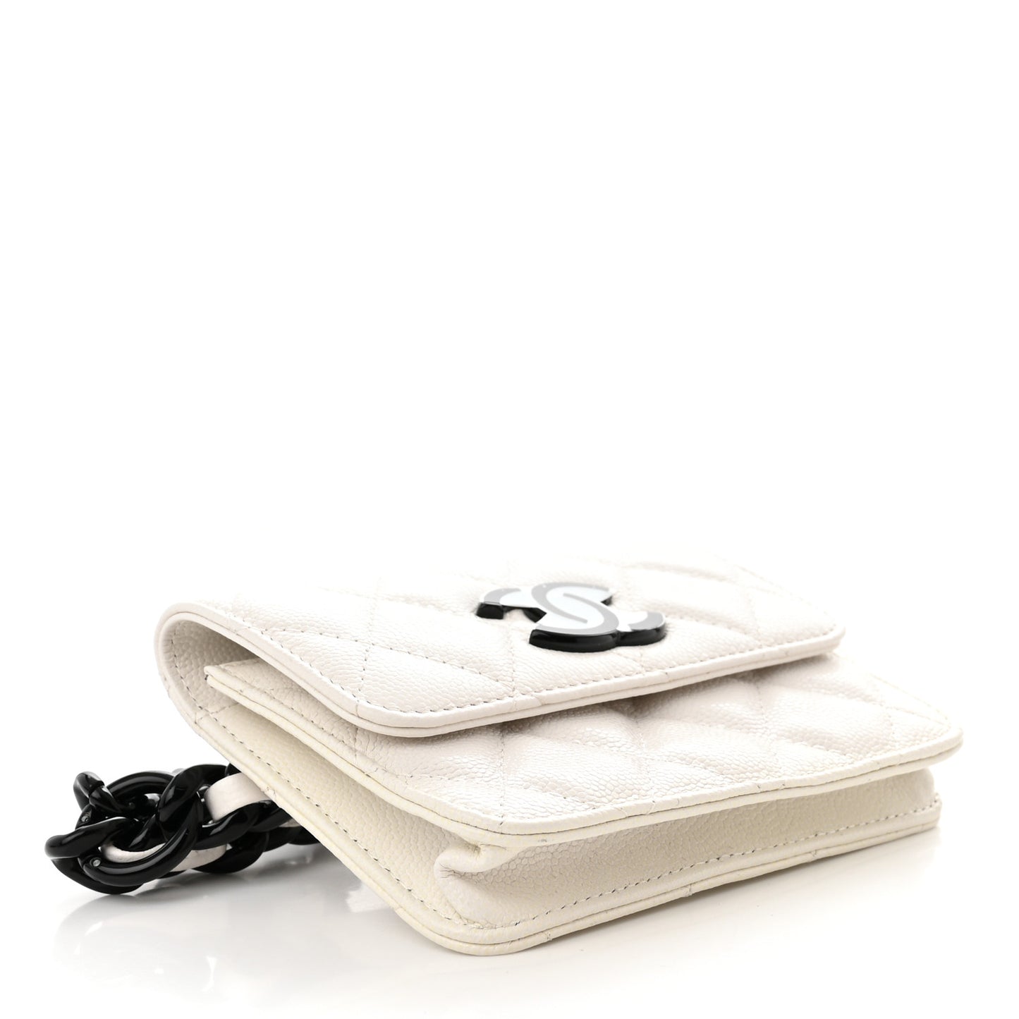 Caviar Quilted My Everything Belt Flap Card Holder White