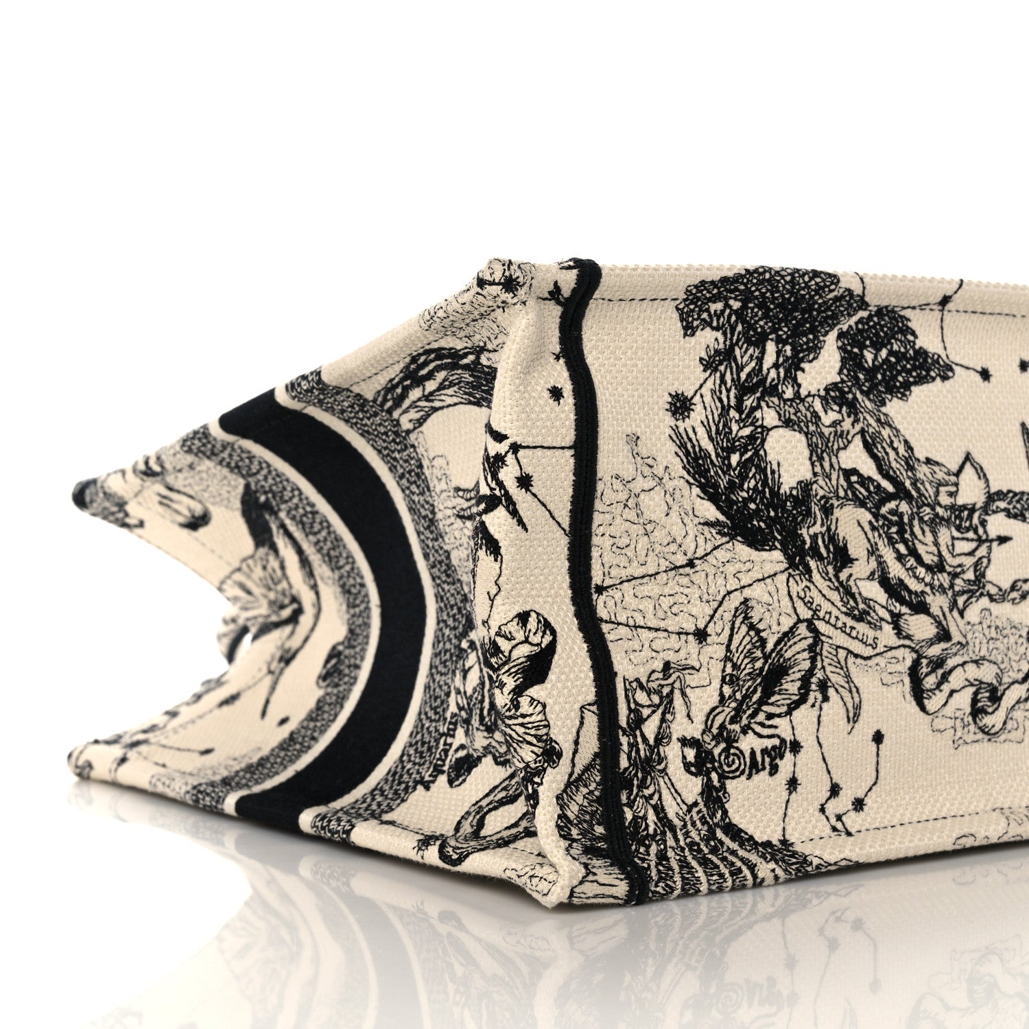 Christian Dior Canvas Zodiac Toile De Jouy Embroidered Medium Book Tote Latte 9 of 11