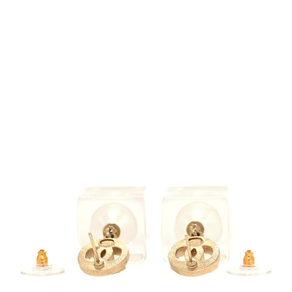 Chanel Crystal Lucite Pearl CC Drop Earrings Gold 3 of 5