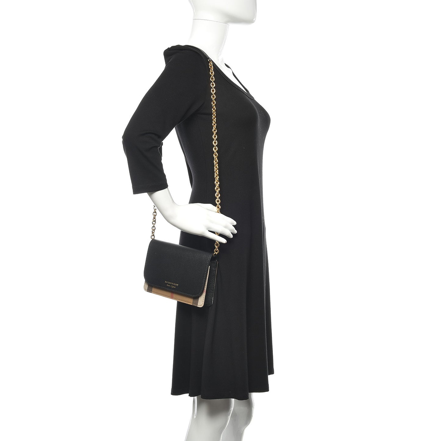 Derby Calfskin House Check Wallet On Chain Black
