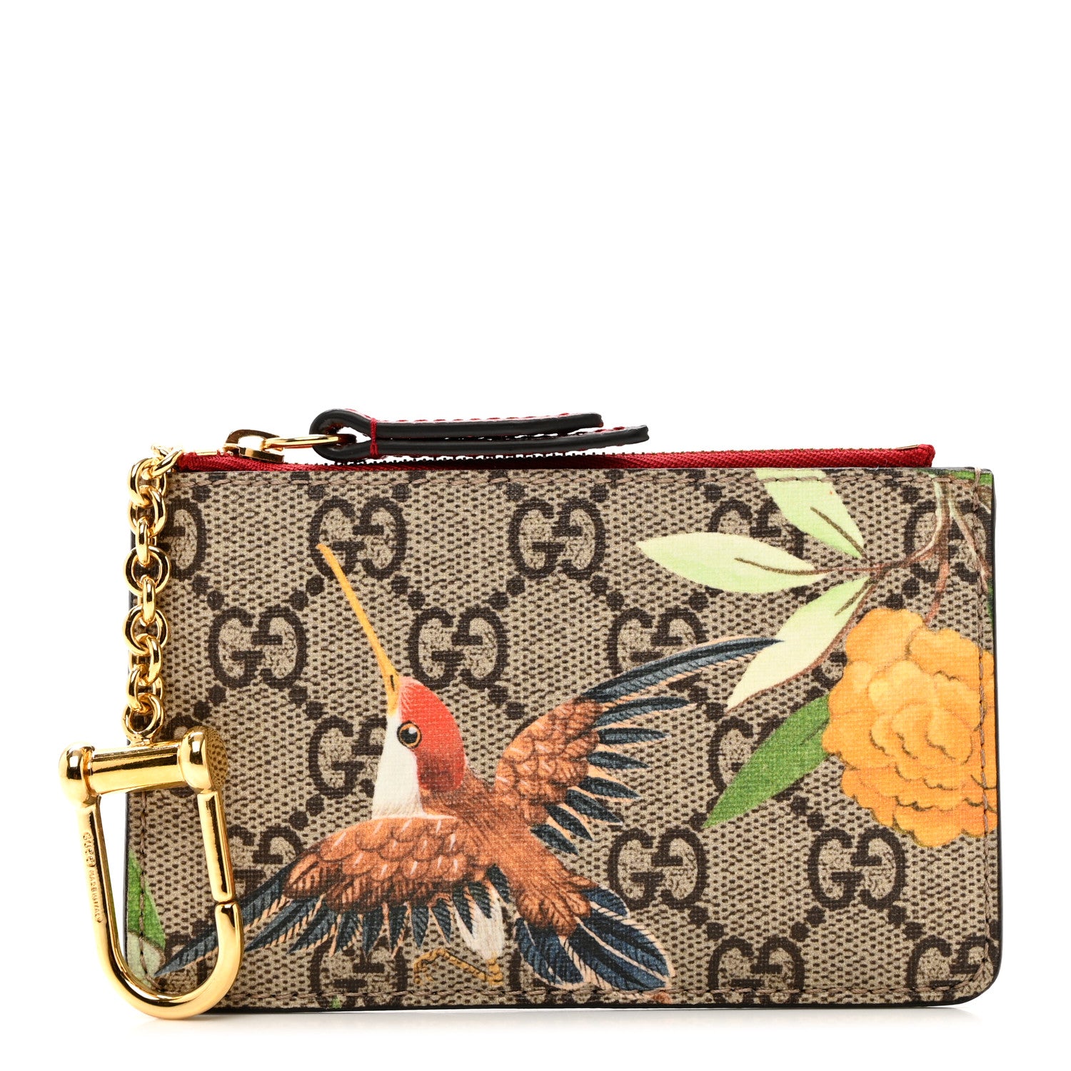 Gucci GG Supreme Monogram Tian Key Case Beige Multicolor Red 1 of 6