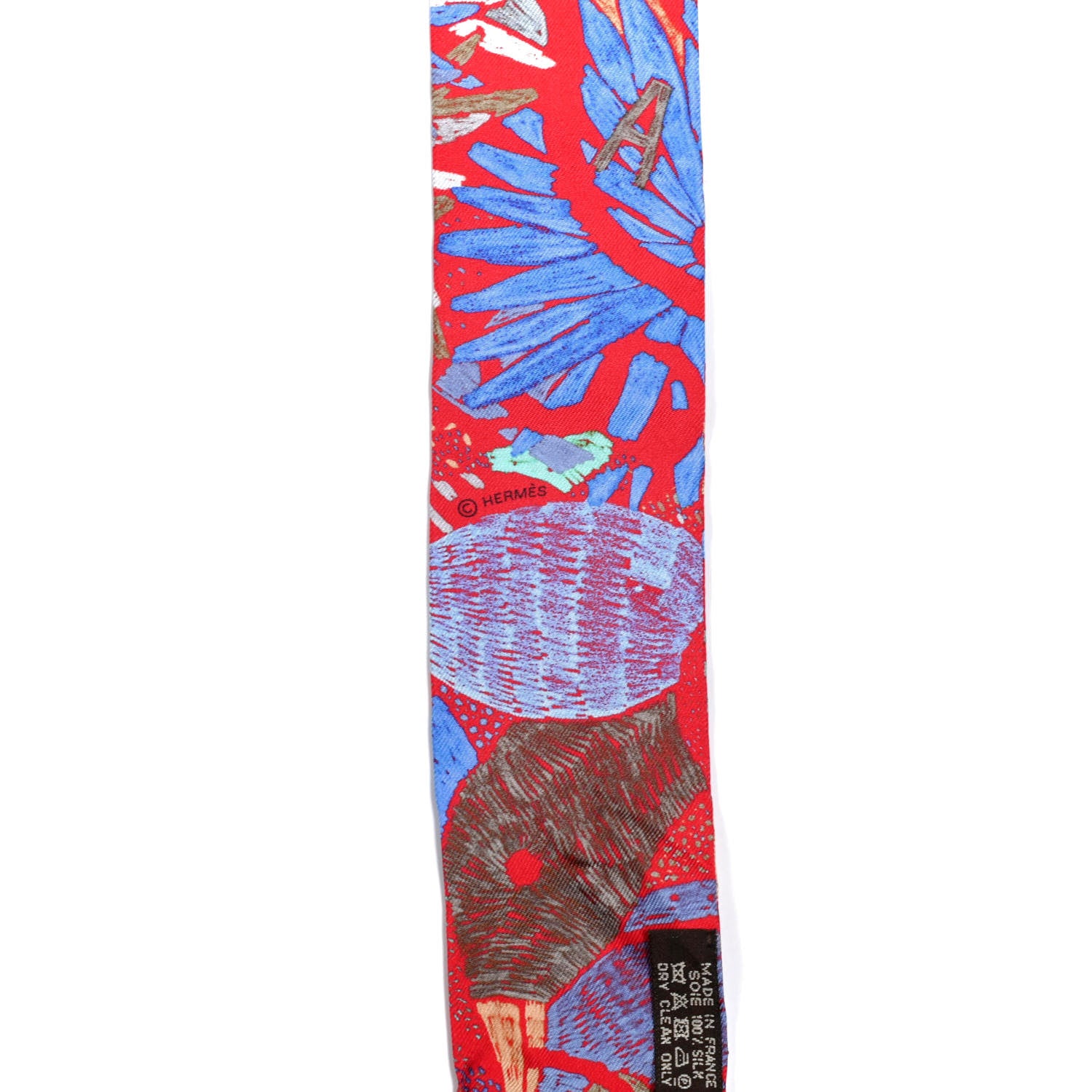Hermes Silk Chacun Fait Son Nid Twilly Rouge Bleu Violet 3 of 4