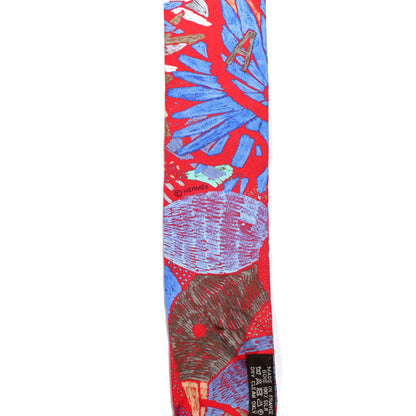 Hermes Silk Chacun Fait Son Nid Twilly Rouge Bleu Violet 3 of 4