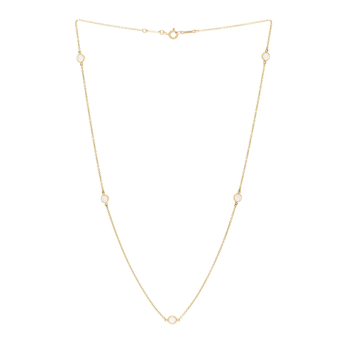 18K Yellow Gold Diamond .75ctw 5 Station Diamonds by the Yard Necklace