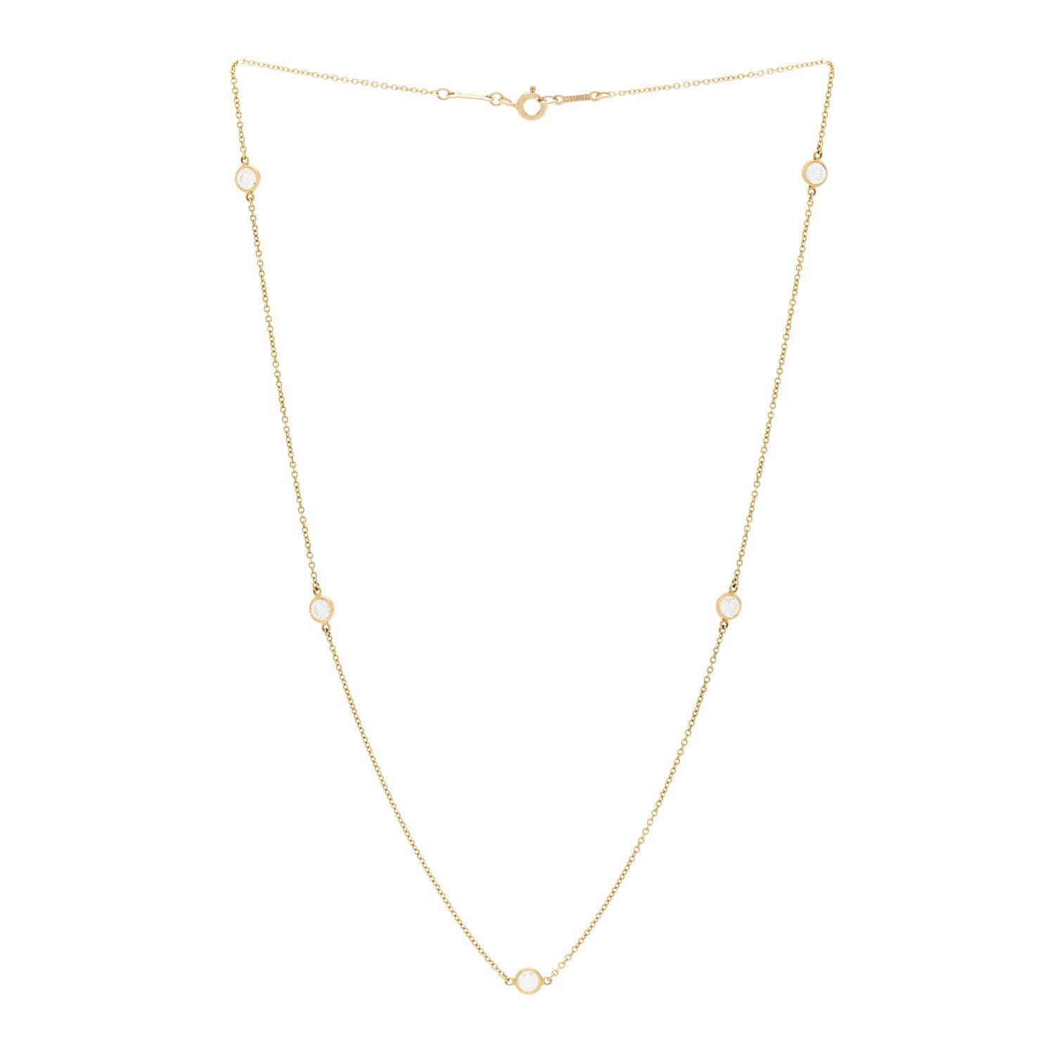 Tiffany 18K Yellow Gold Diamond .75ctw 5 Station Diamonds by the Yard Necklace 3 of 6
