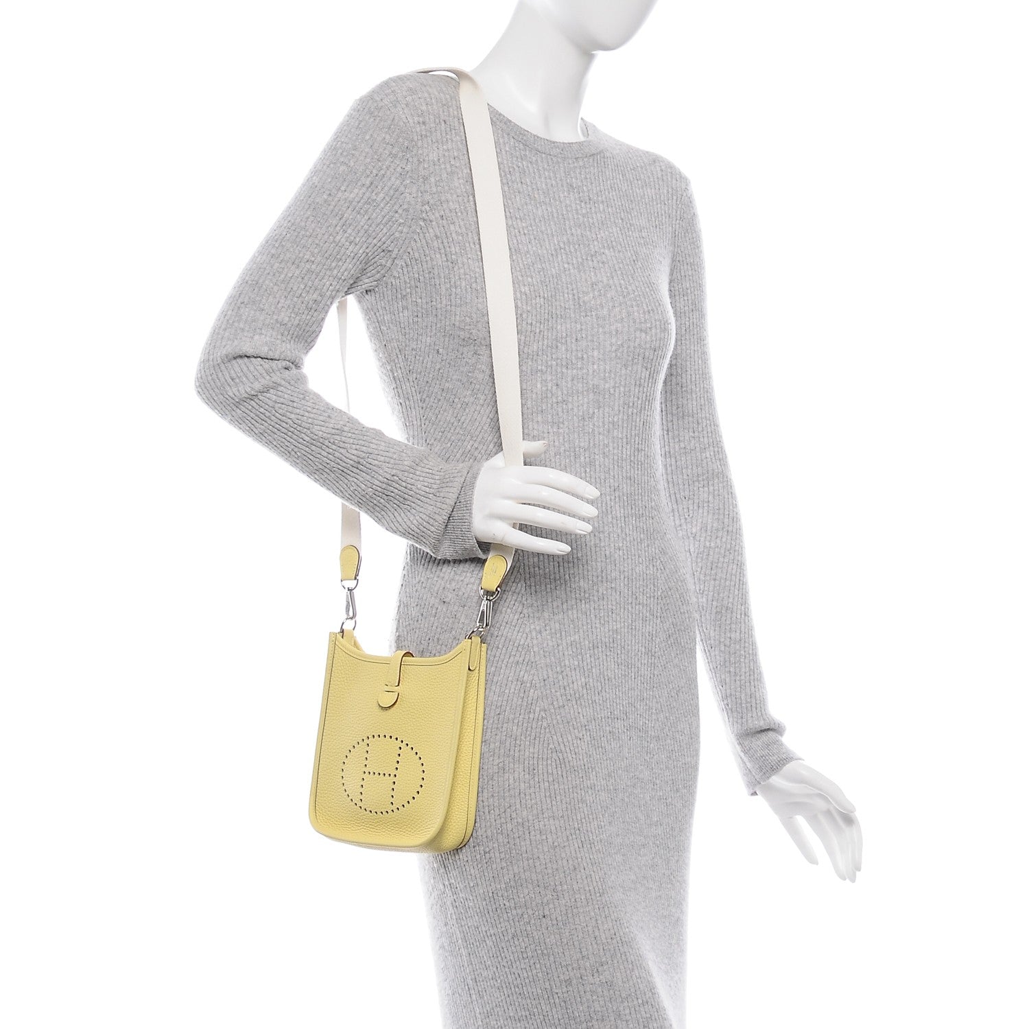 Hermes Taurillon Clemence Amazone Evelyne TPM Jaune Poussin Craie 2 of 7