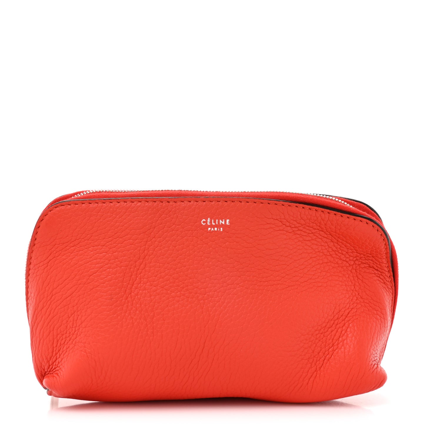Soft Grained Calfskin Cosmetic Pouch Bag Red