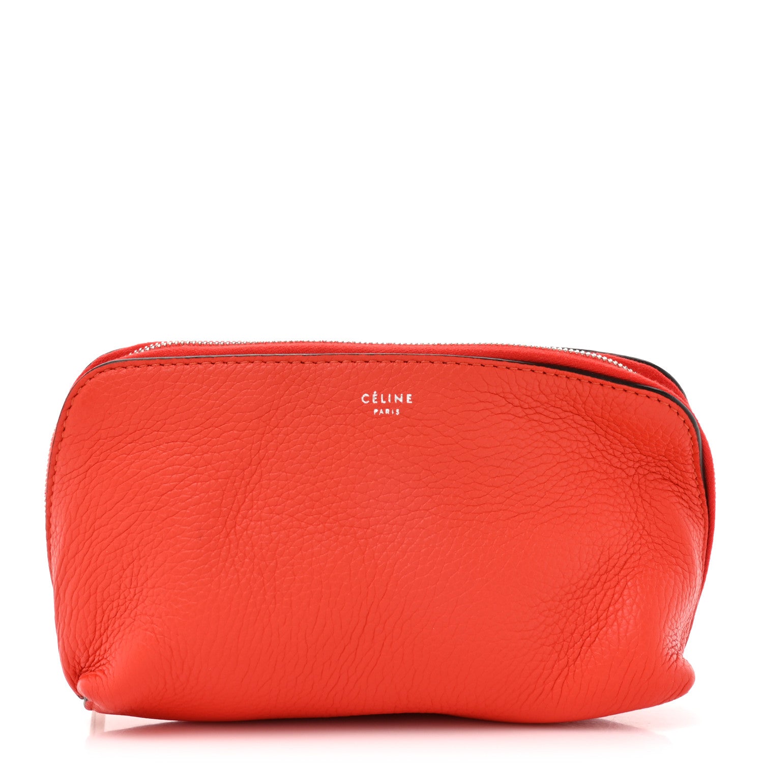 Celine Soft Grained Calfskin Cosmetic Pouch Bag Red 1 of 10