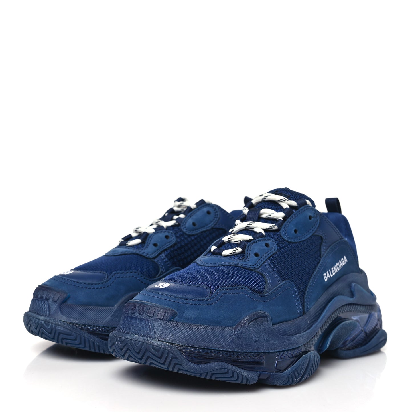 Fabric Mesh Washed Effect Womens Triple S Sneakers 39 Blue