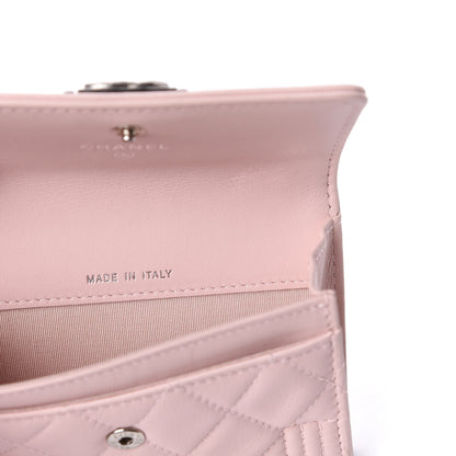 Chanel Grained Shiny Calfskin Quilted Boy Flap Card Holder Pink 6 of 11