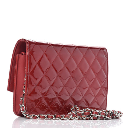 Chanel Patent Quilted Brilliant Wallet On Chain WOC Red 3 of 20