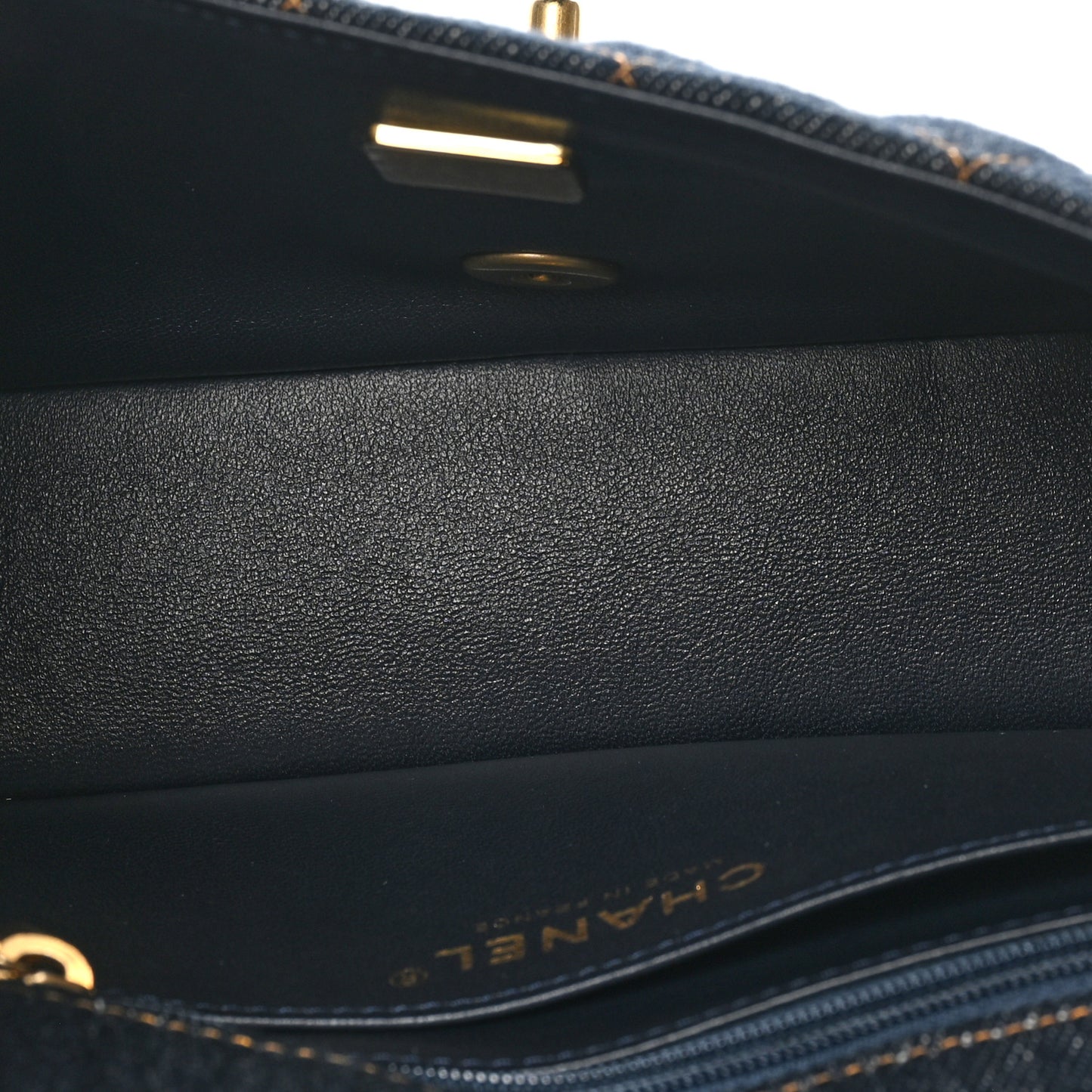Denim Quilted Mini Rectangular Flap Dark Blue