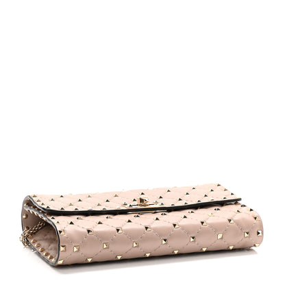 Valentino Garavani Lambskin Rockstud Spike Wallet on Chain Poudre 3 of 10