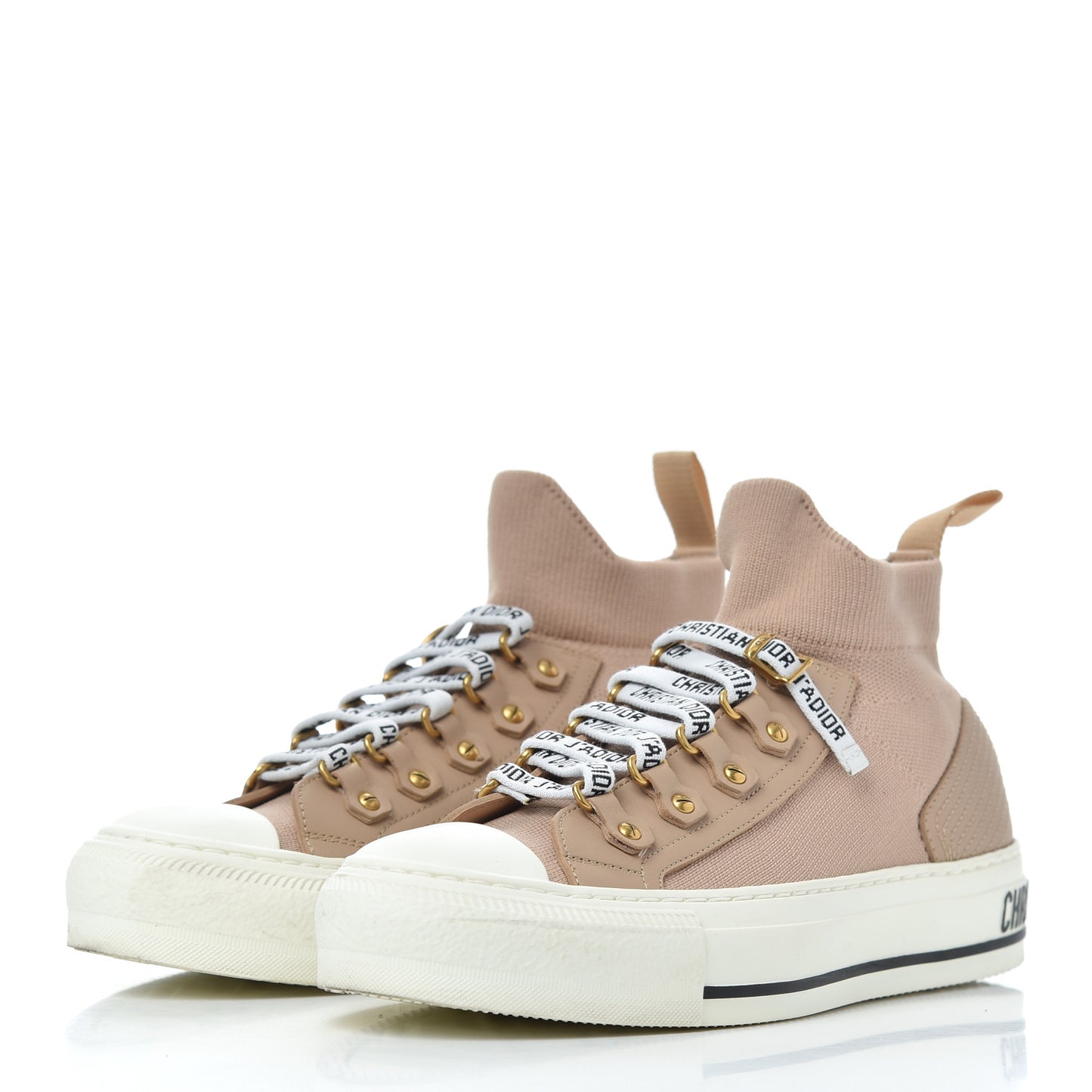 Technical Knit Womens Walk'n Dior High Top Sneakers 35.5 Nude
