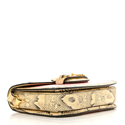 Gucci Azalea Calfskin Snakeskin Horsebit 1955 Shoulder Bag Wild Rose Beige 4 of 13