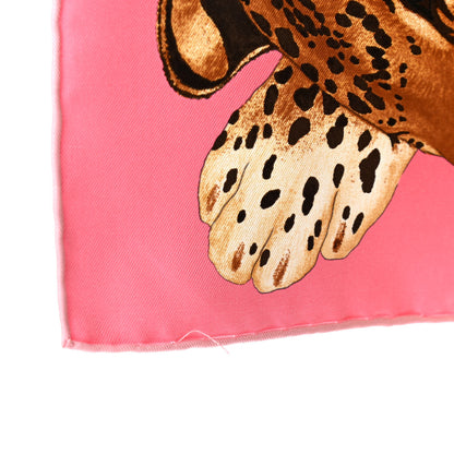 Hermes Silk Twill Lazy Leopardesses Scarf 90 Rose Vif Anthracite 7 of 8