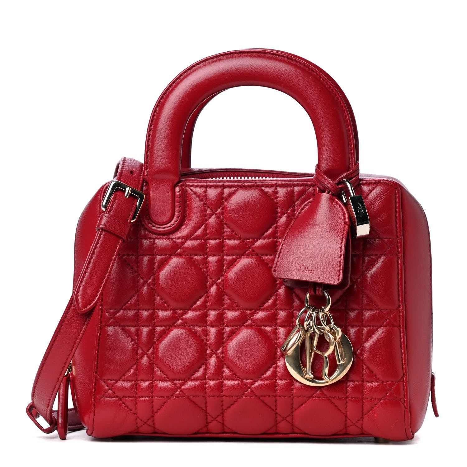 Christian Dior Lambskin Cannage Small Zip Around Lady Dior Red 1 of 4