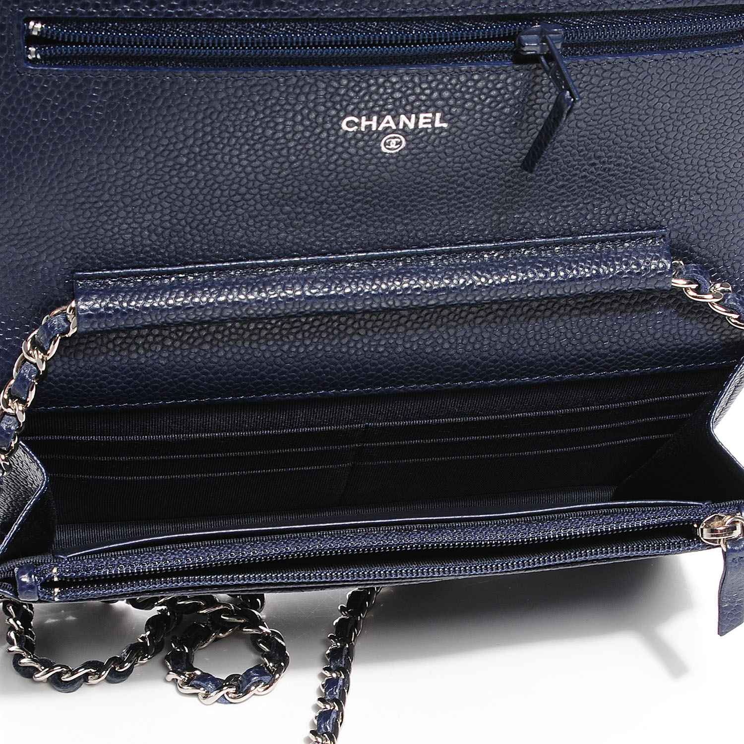 Chanel Caviar Quilted Wallet on Chain WOC Navy Blue 9 of 9