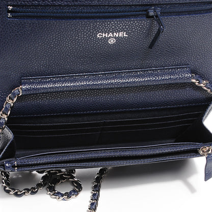 Chanel Caviar Quilted Wallet on Chain WOC Navy Blue 9 of 9