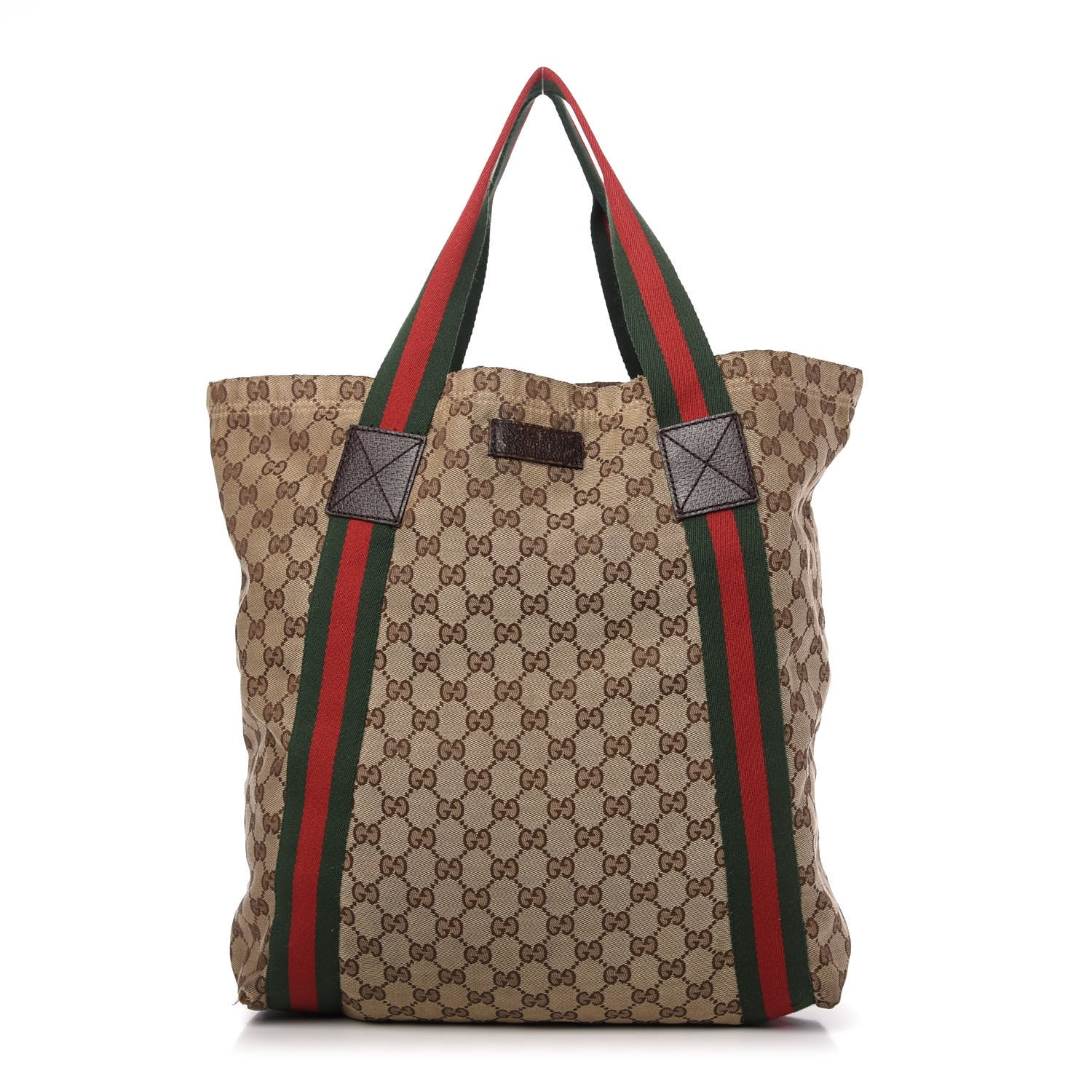 Gucci GG Monogram Medium Web Handle Vertical Tote Dark Brown 1 of 10