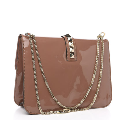 Valentino Garavani Patent Large Glam Lock Rockstud Flap Dark Blush 2 of 12