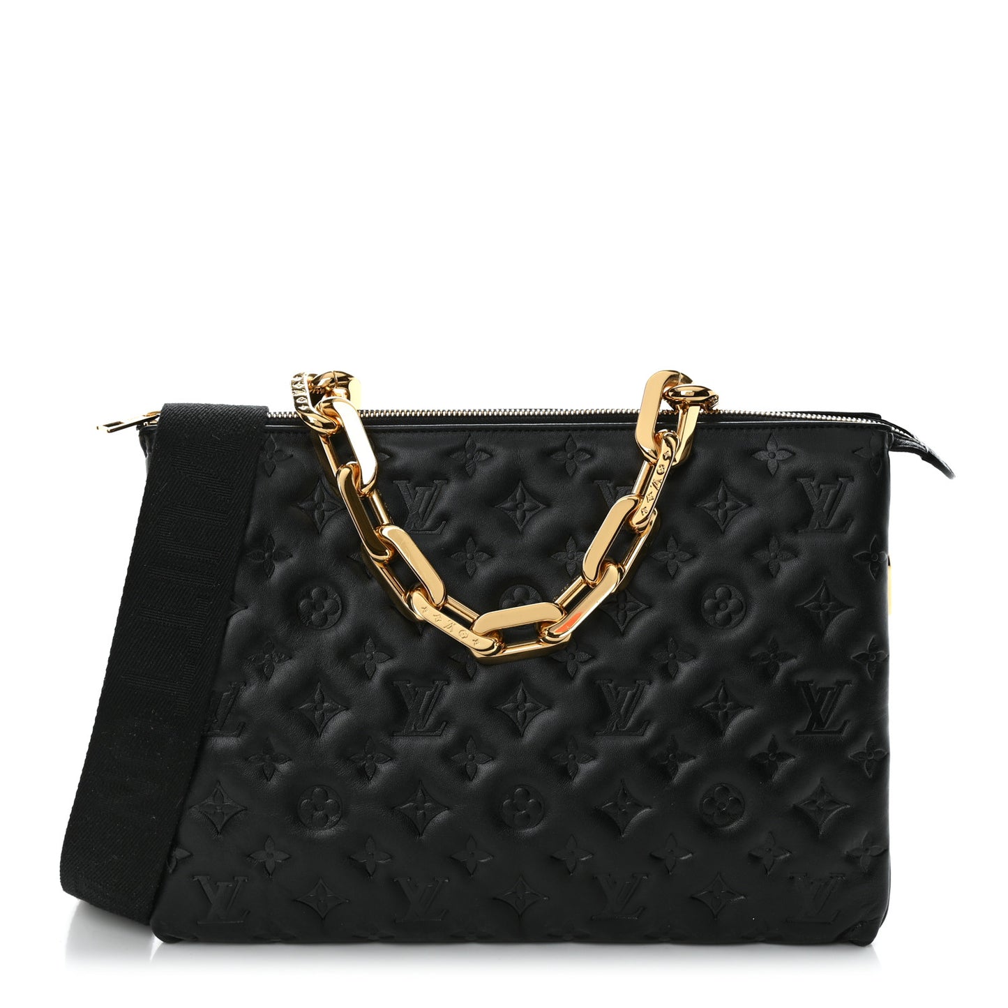 Lambskin Embossed Monogram Coussin MM Black