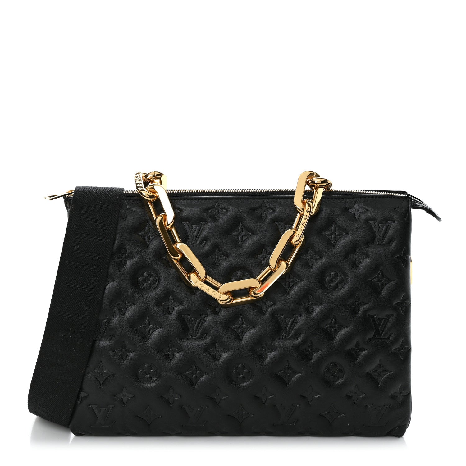 Louis Vuitton Lambskin Embossed Monogram Coussin MM Black 1 of 9