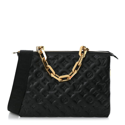 Louis Vuitton Lambskin Embossed Monogram Coussin MM Black 1 of 9