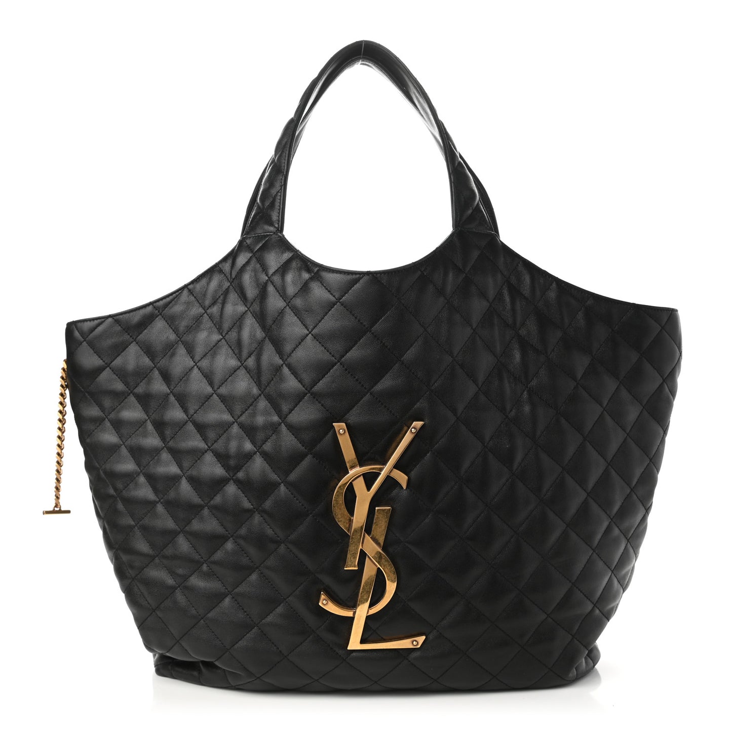 Lambskin Quilted Maxi Icare Shopping Tote Black