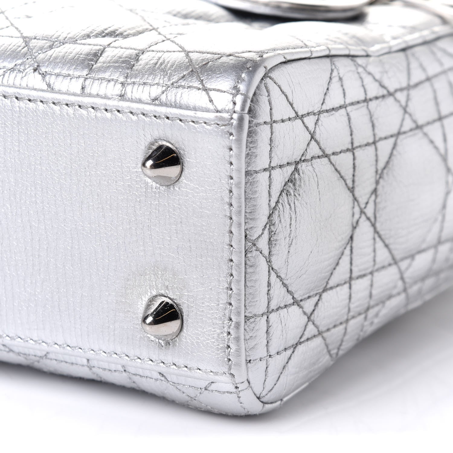 Christian Dior Metallic Grained Calfskin Cannage Small Lucky Badges My Lady Dior Silver 11 of 11