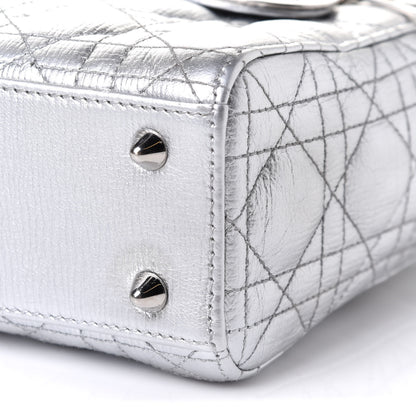 Christian Dior Metallic Grained Calfskin Cannage Small Lucky Badges My Lady Dior Silver 11 of 11