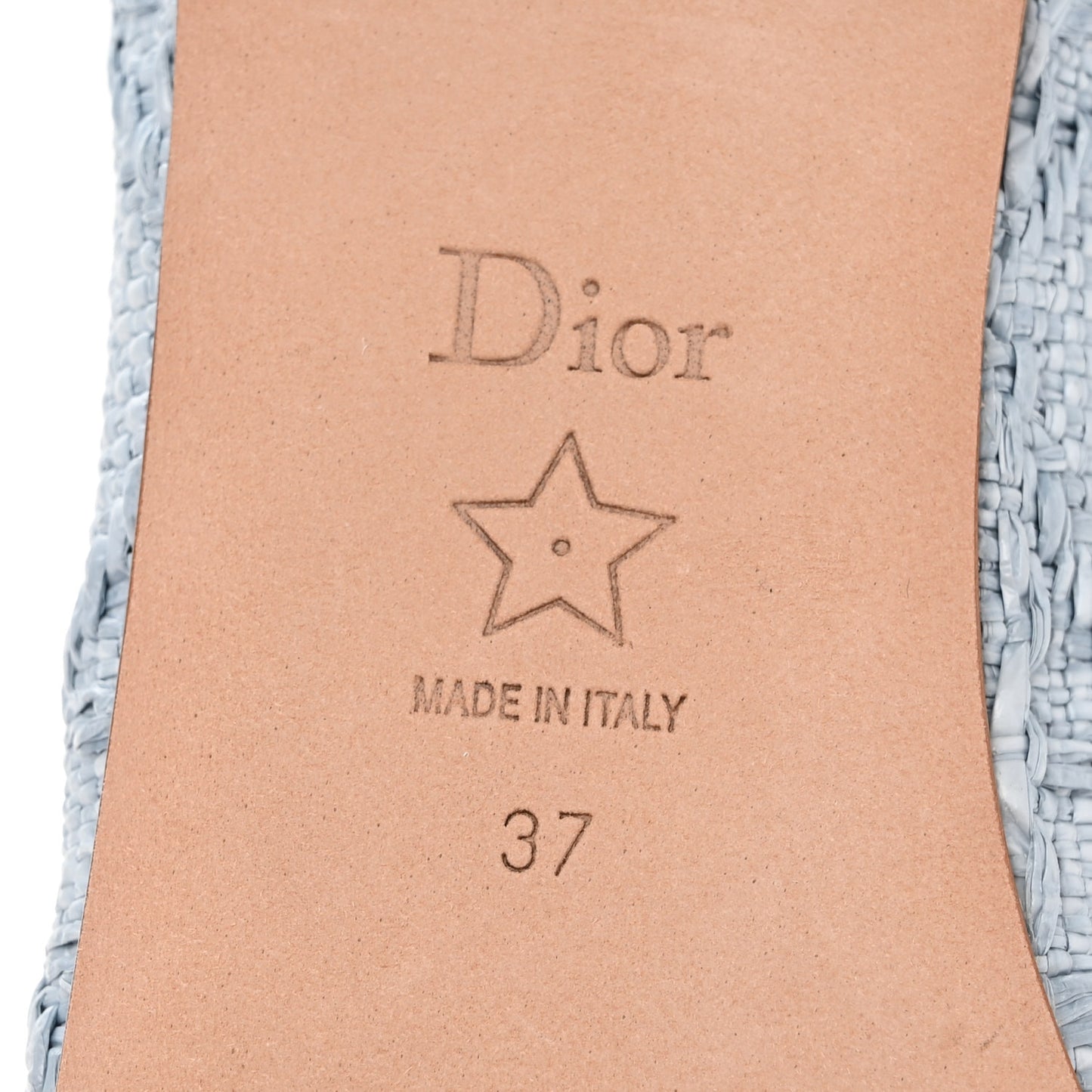 Raffia Cannage Ballet Flat 37 Bleu Pastel