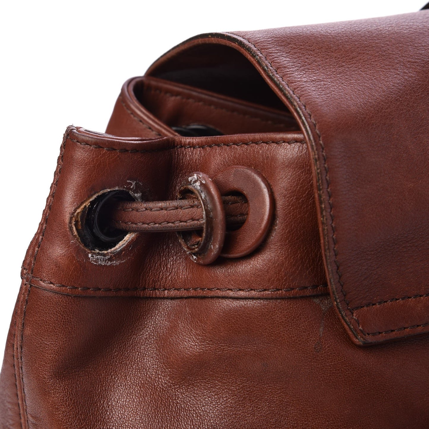 Calfskin Drawstring Backpack Brown
