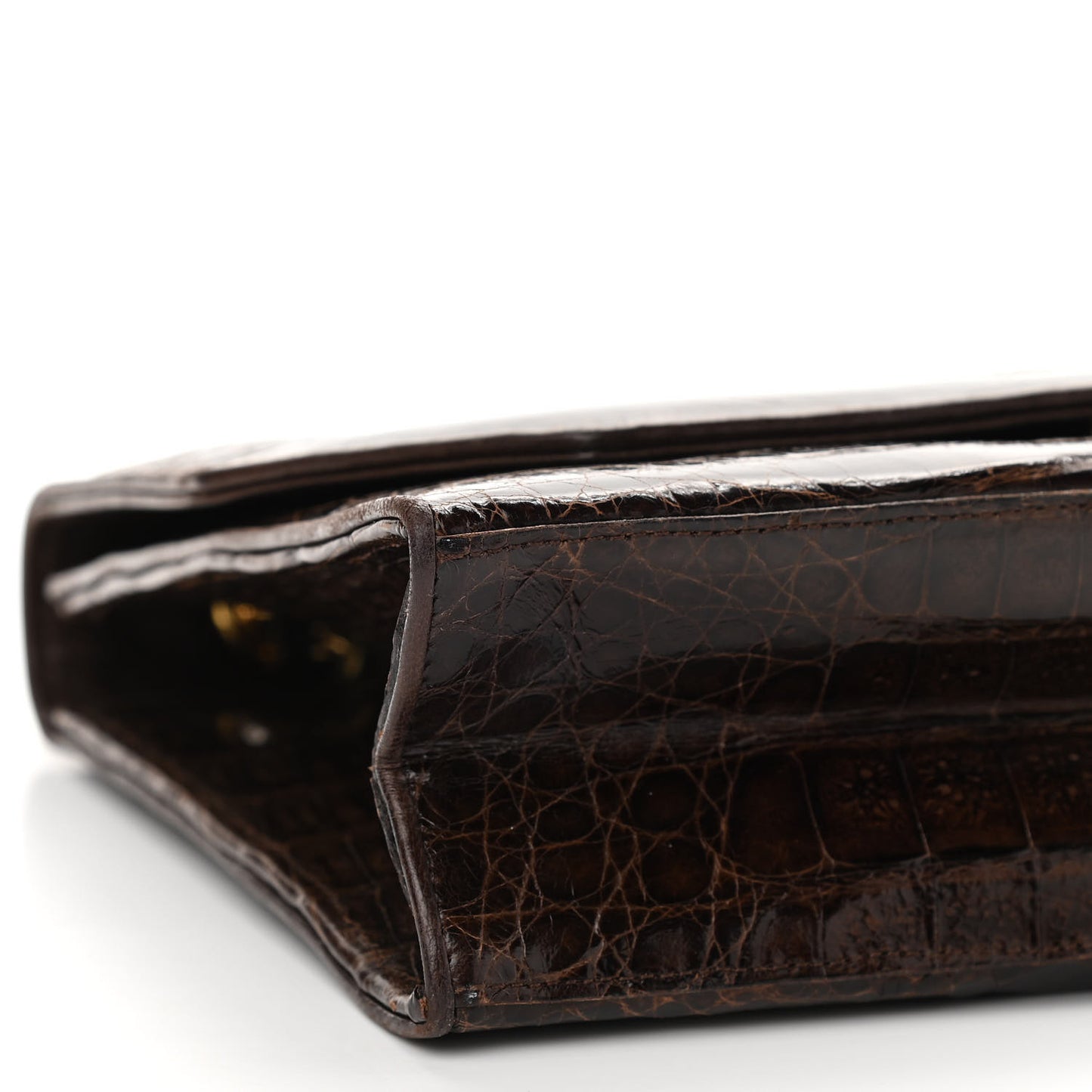 Alligator Small Single Flap Dark Brown