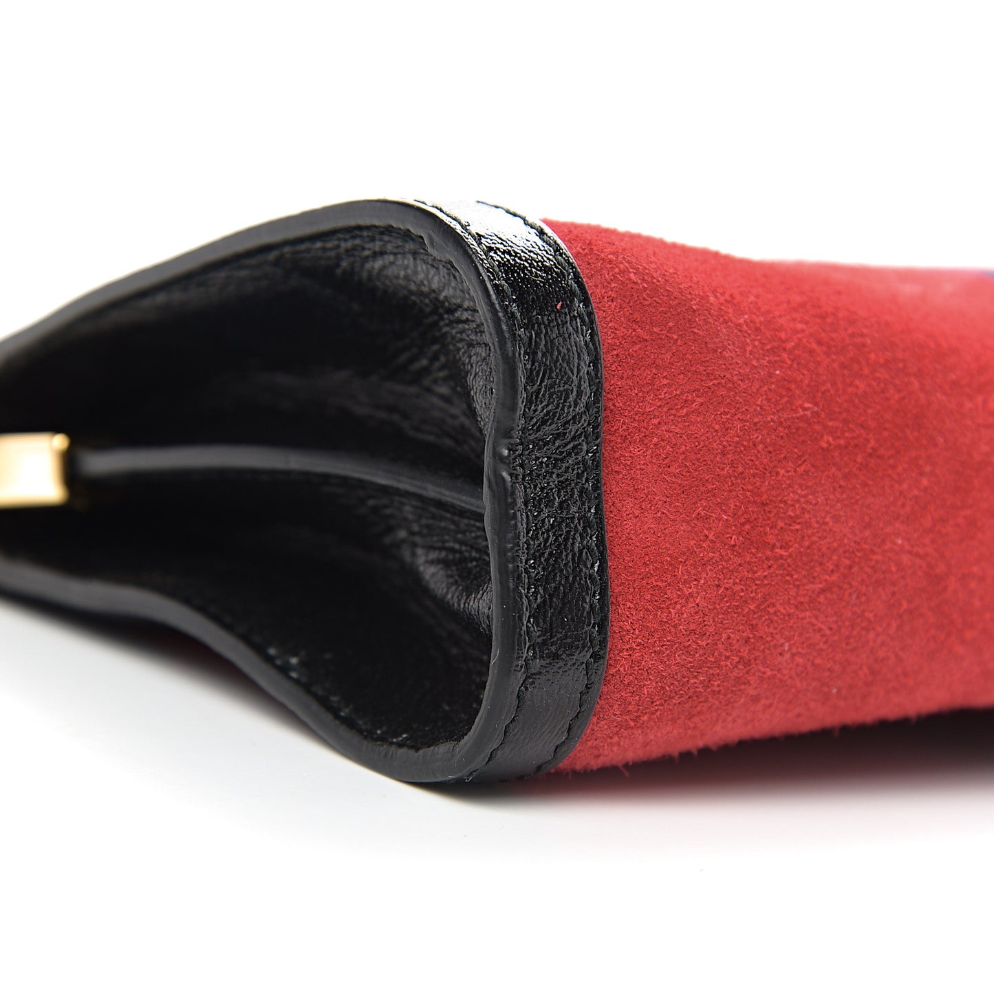 Suede Patent Web Small Ophidia Chain Shoulder Bag Hibiscus Red Black