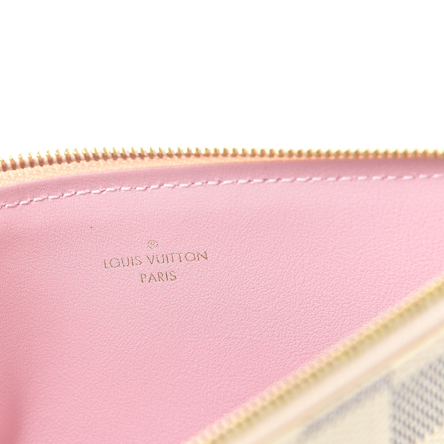 Damier Azur Felicie Chain Wallet Zippered Insert Rose Ballerine