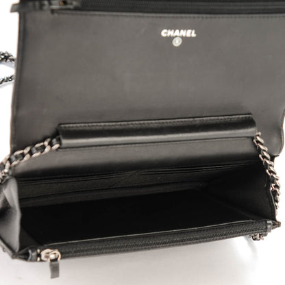 Chanel Lambskin Quilted Coco Boy Wallet On Chain WOC Black 5 of 8